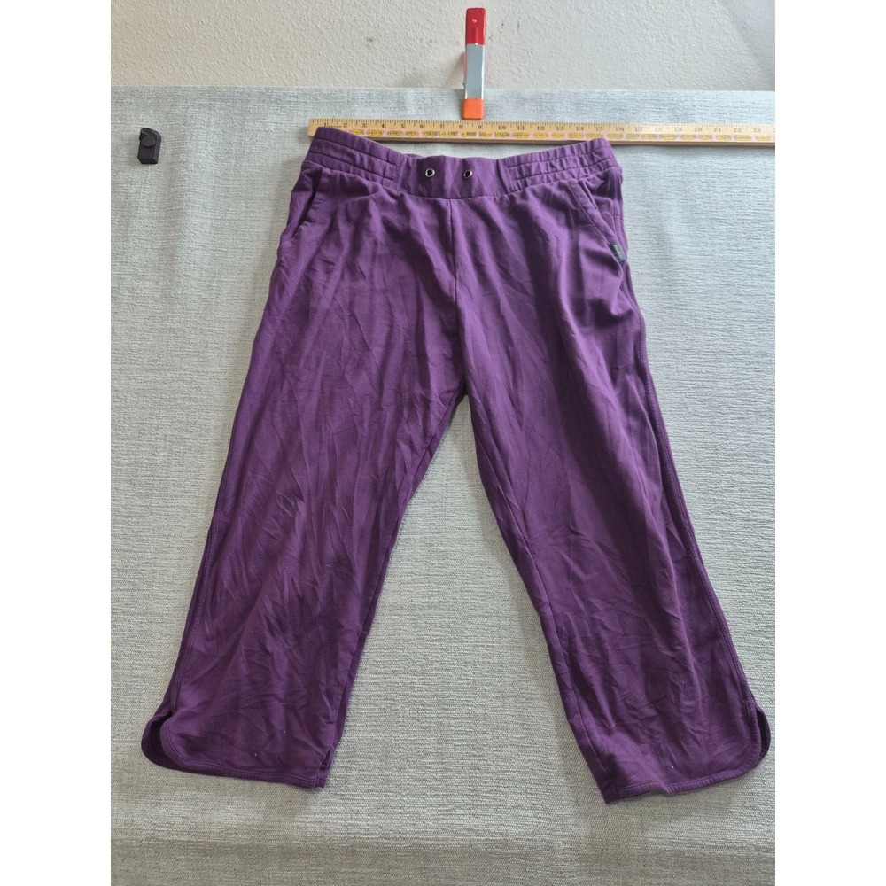 Eddie Bauer Capri Pants Womens M Purple Cotton French Terry S Comfy Lightweight